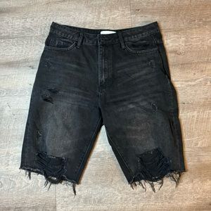 VERVET DISTRESSED BLACK JEAN SHORTS